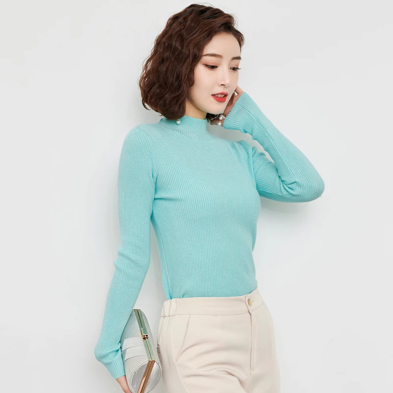 Осенний и зимний женский джемпер с высоким воротником длинный рукав толстый