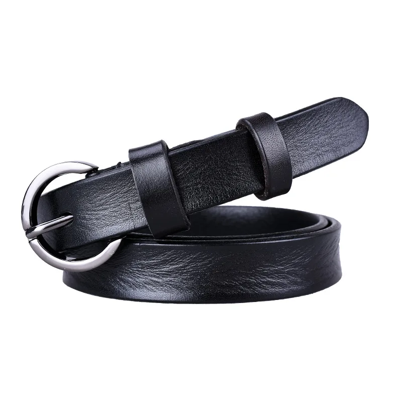 

Leather Belts for Women O-Style Metal Buckle Skinny Dress Belt