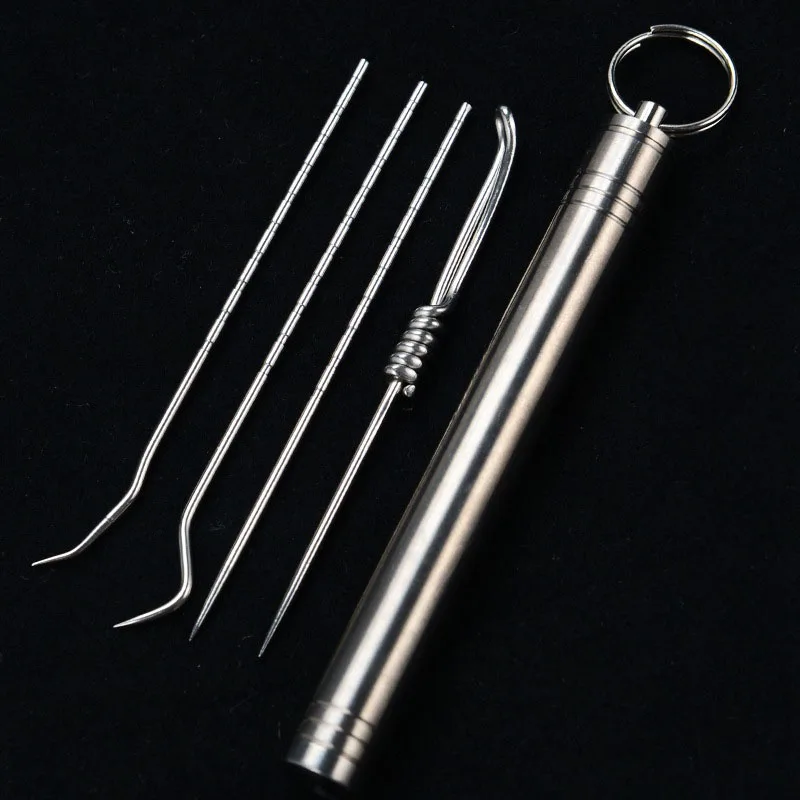 

Металлический зубочистка из нержавеющей стали набор зубочисток из четырех контейнеров Портативный уход за ртом артефакт легко чистить MJ