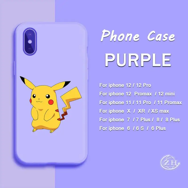 

Pikachu Phone Case Purple For Iphone 12 11 PRO MAX X XS XR 6S 7 8 PLUS SE Cases Cover