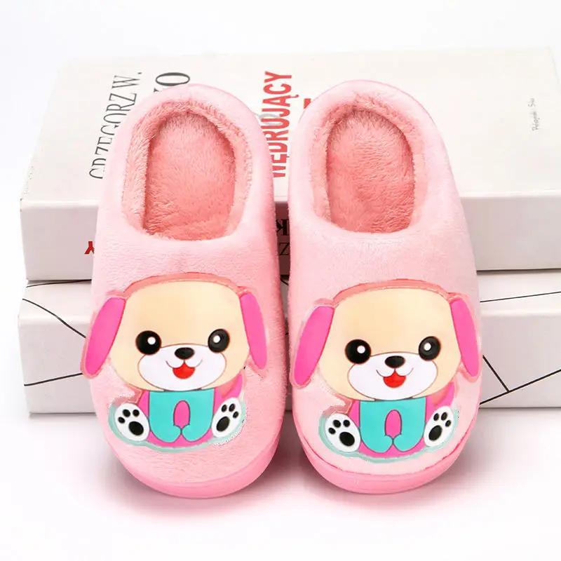 

Cartoon Dog Cotton Children Slippers Autumn Winter Non-Slip Warm Fluffy Slippers Home Indoor Furry Shoes Casual Boys Girls Shoes