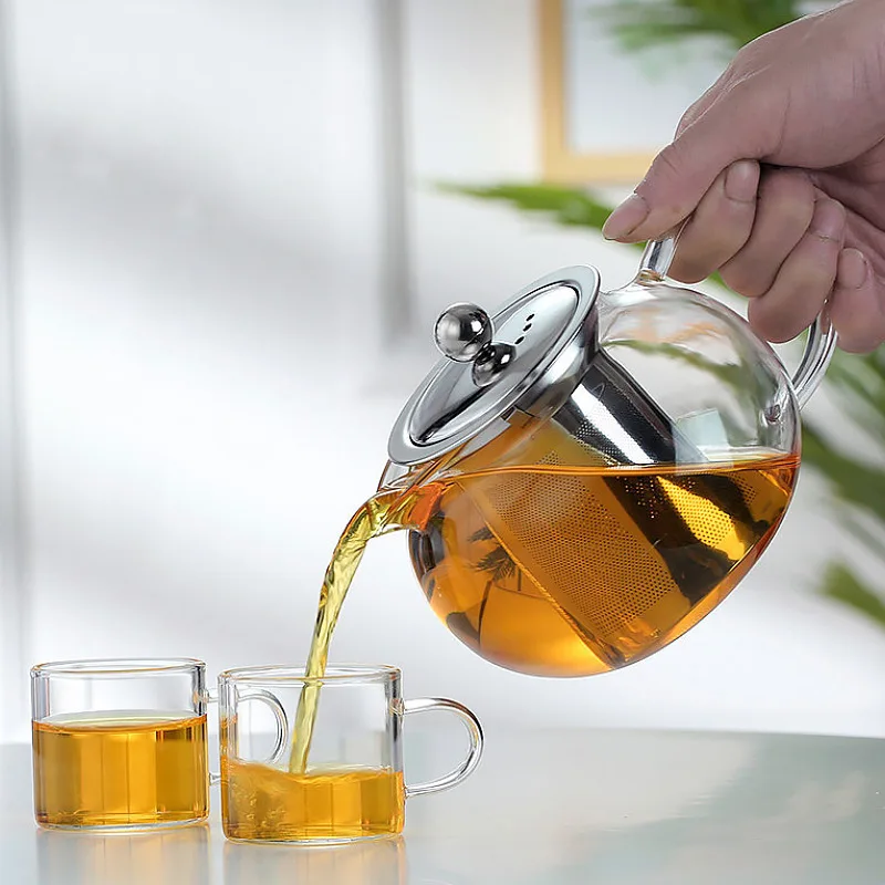 

304 stainless steel glass teapot leakage filtration thickening heat-resistant teapot high boron silicon high temperature resista