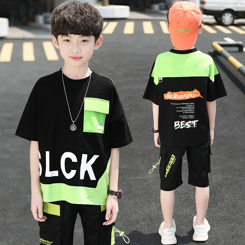 

Boys short-sleeved suit new summer middle and large children's fashion sports suit casual clothes