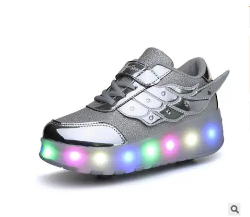 Photo Color 16 Heelys/модная детская обувь для мальчиков с USB, светодиодный светильник, Детские кроссовки с двумя колесами, детские роликовые коньки, светящаяся обувь для девочек - Цвет: Photo Color 16