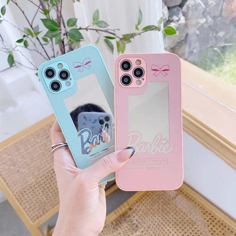 

Liquid Silicone Butterfly makeup mirror Christmas gift phone case for iphone 12 11 Pro Max Xs Xr 7 8 Plus X Se 2020 soft cover