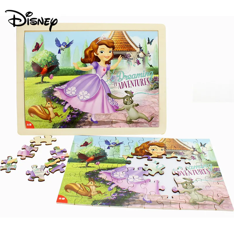 Disney 60 шт деревянные головоломки Девушка Строительные 3 4 5 лет Детские игрушки