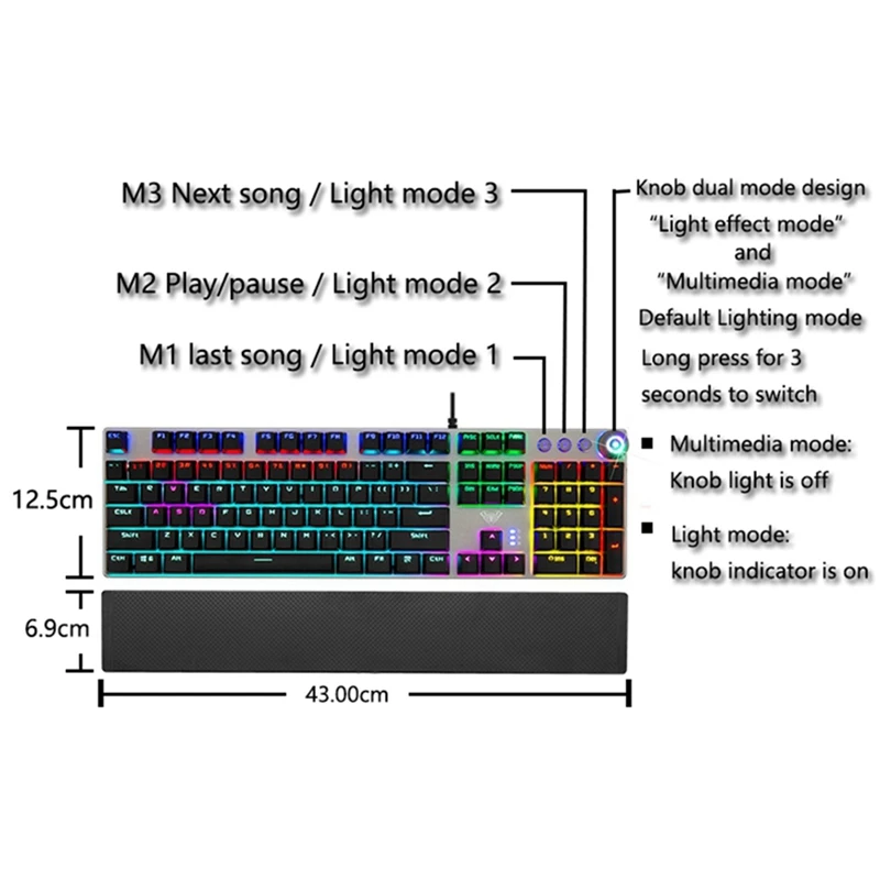 

Eipln Tarantula F2058 Keyboard,Green Axis Nets Punk Game with Hand Rest