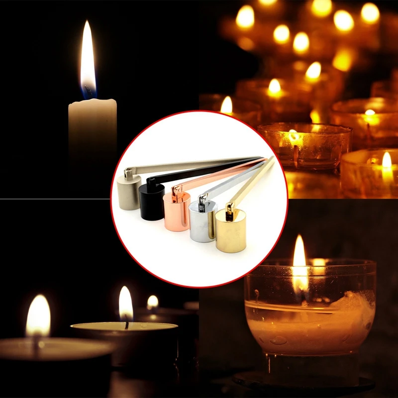 

Stainless Steel Smokeless Candle Wick Bell Snuffer Home Hand Put Off Tool Kit Candle Accessories Holders
