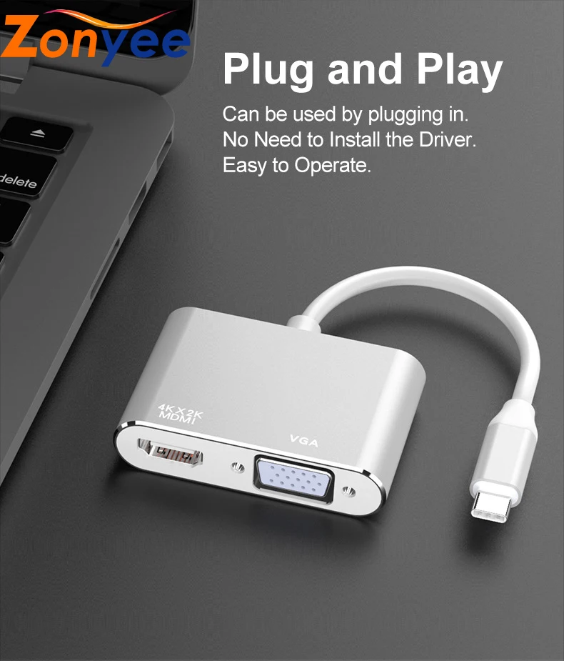 USB C к HDMI 4K VGA адаптер для MacBook Pro/nintendo Switch/iPad Pro 3 1 type UHD видео конвертер | Электроника