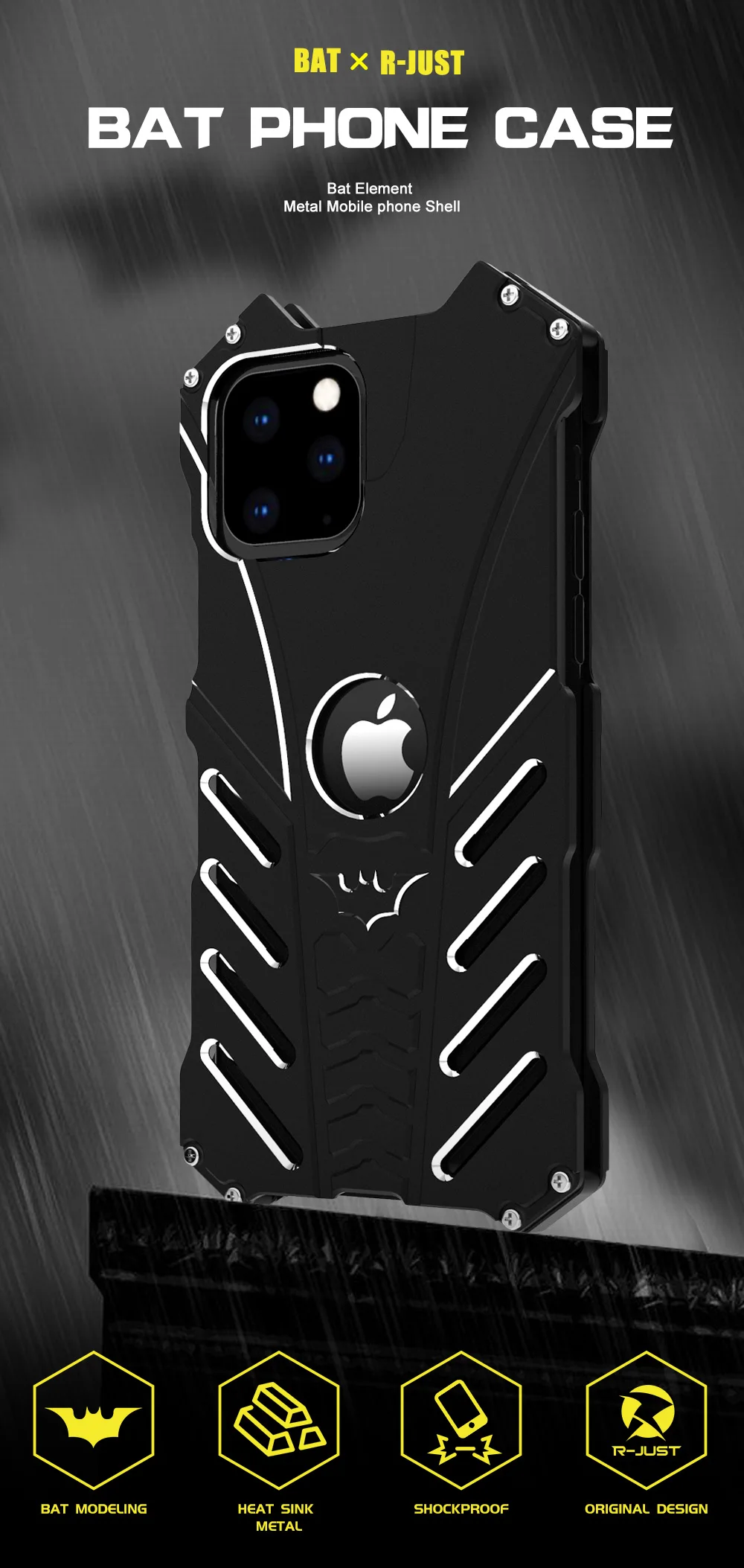 Металлические чехлы для телефонов серии «летучая мышь» для Apple iphone 11, чехол для iphone 11 pro max, Алюминиевый металлический корпус, теплоотвод+ ремни