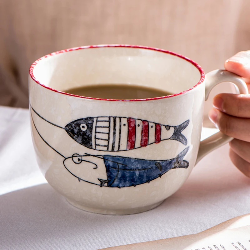 

Lovely mug ceramic mug large capacity mug family couple's mug breakfast milk mug gift ，German milk cup，Finnish coffee cup500ml