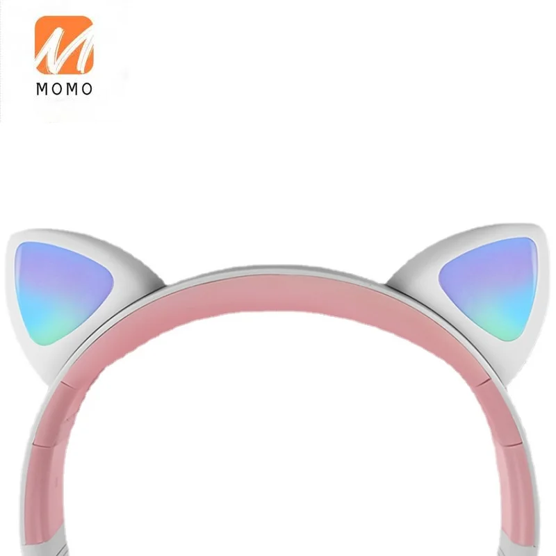 headphone head mounted wireless bluetooth subwoofer cat ears mobile phone computer girl cute luminous headset free global shipping