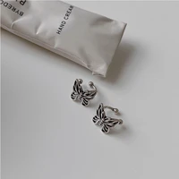 new style fashion retro metal butterfly ear clips for women punk silver plated no perforation earring charm lady wedding jewelry
