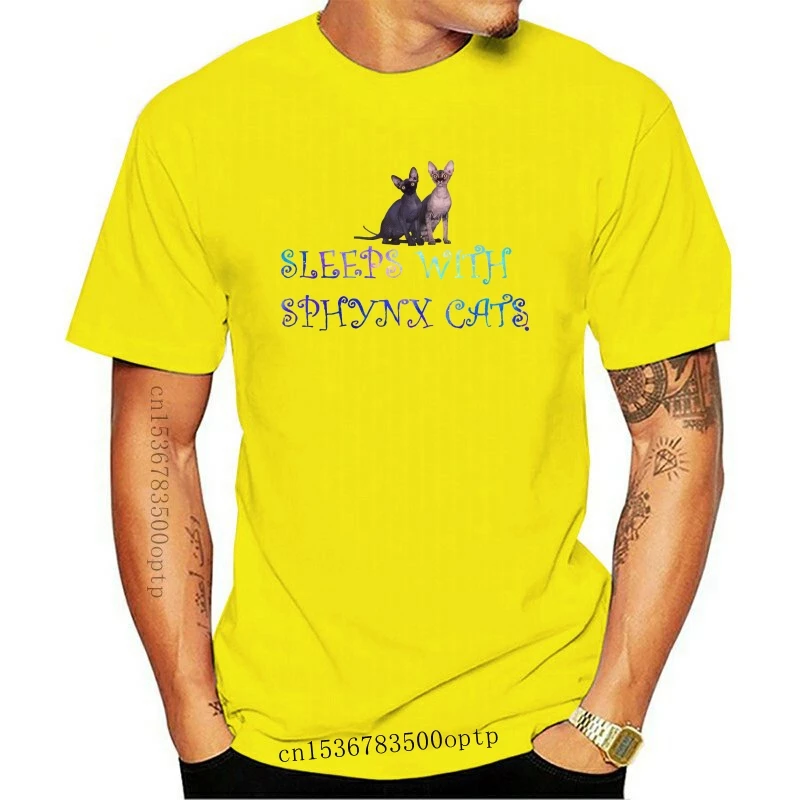 

New SLEEPS WITH SPHYNX CATS CAT T-SHIRT 2021! ALL SIZES !!