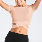 Женская бесшовная футболка для йоги, укороченные для спортзала топ с коротким и длинным рукавом для фитнеса, бега, воркаута, спортивная одежда