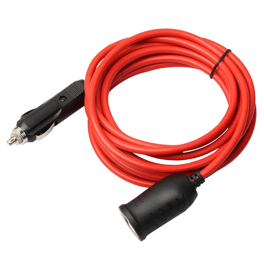 

12V 24V 10A Car Cigarette Lighter Extension Cord Cable Plug to Socket 12ft Red Cigarette Lighter Plug Male-To-Female Extension