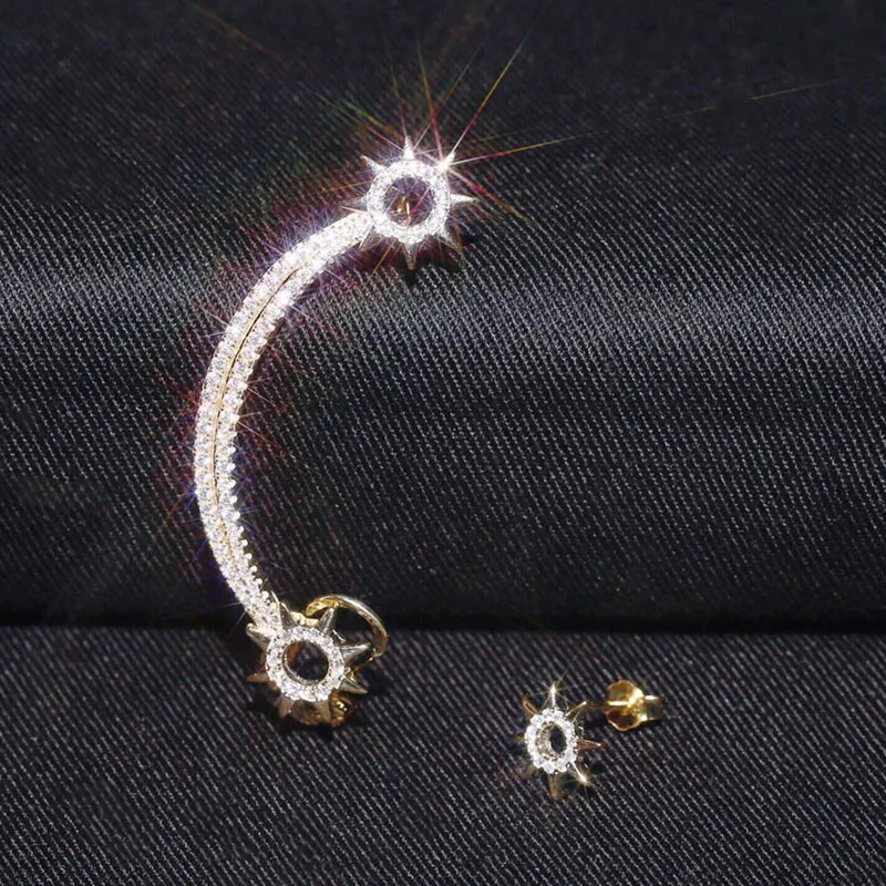 

Slgely Fashion Genuine 925 Sterling Silver 3 Sunglasses Gold Colors with Clip Micro Cubic Zirconia Stones for Women Fine Jewelry