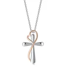 Женское ожерелье кулон крест с сердцем, эстетическое двухцветное женское колье, ожерелье с цепочкой-крестом, рождественский подарок, бижутерия N231