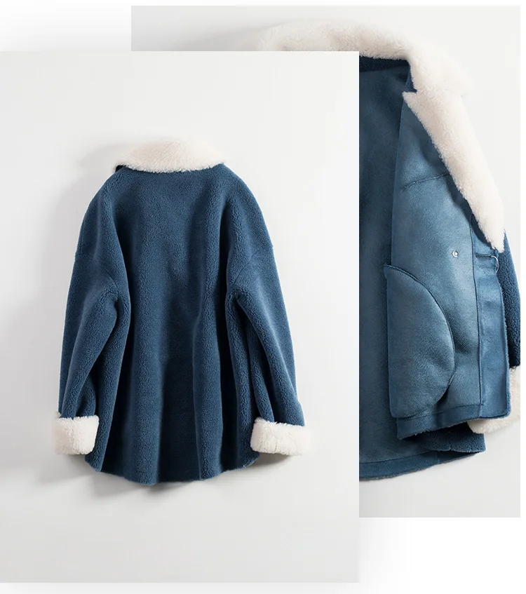 Autumn Winter Faux Fur Coats Women Warm Sheep Shearing Parka Ladies Fake Sheepkin Short Fur Jackets Female Wool Blends Outwear