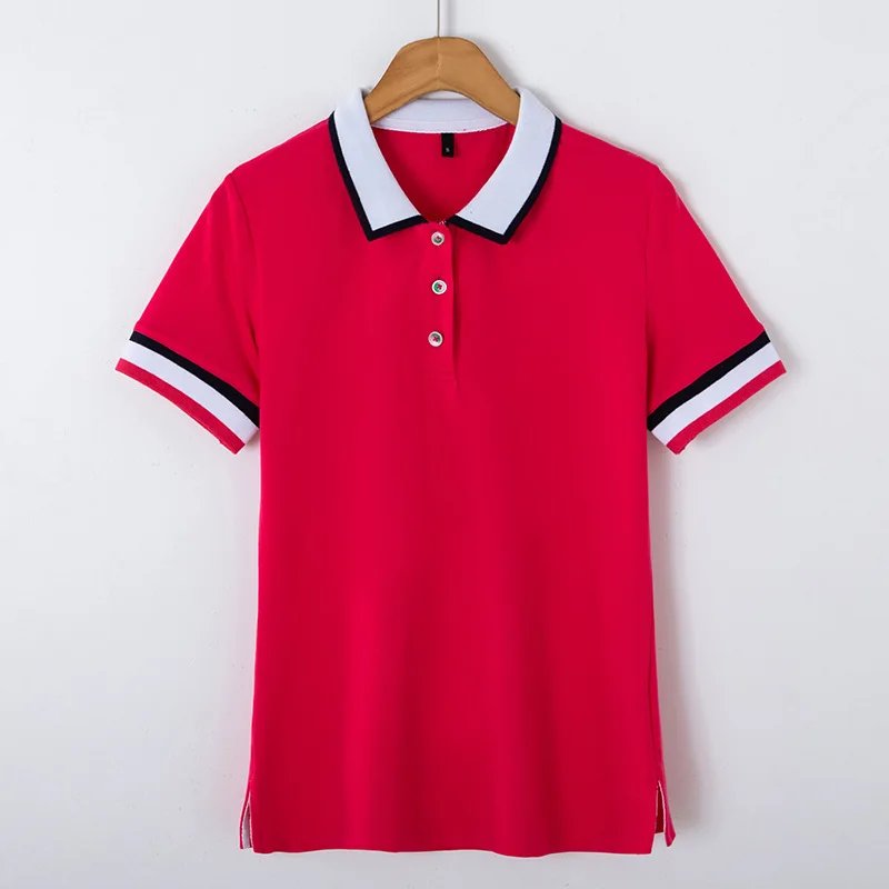 2020 New Arrival Women Polo Shirt High Quality Cotton Women's Sweatshirt Summer lapel Short Sleeve Tops Plus Size S-3XL | Женская