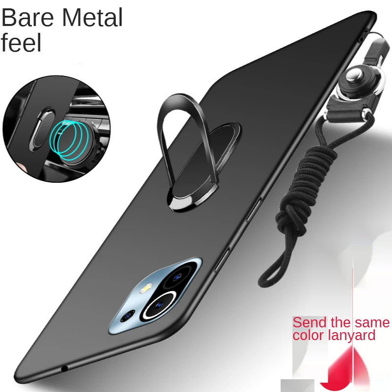 

For Xiaomi Mi 11 Case, Magnet Car Ring Holder Case, For Xiaomi 11 Mi11 Cover Matte Slim Cover Protective Bumper Shockproof Shell