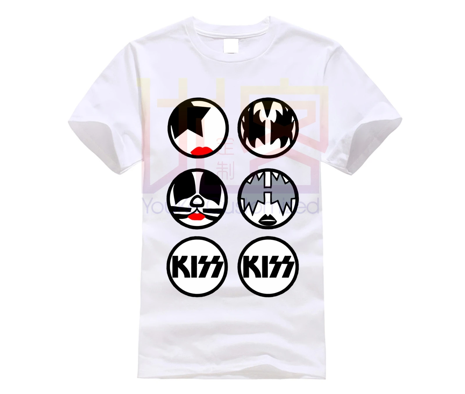Белые футболки из натурального хлопка с длинным рукавом и принтом Kiss Rock Band в