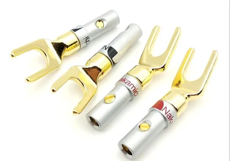 6 шт. набор разъемов Nakamichi типа Y/U-Plug золоченые разъемы для проводов вилка штырь адаптер колодки динамиков аудио.