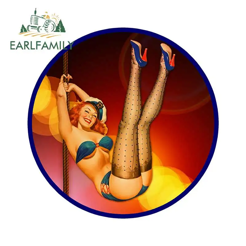 

EARLFAMILY 13 см x 13 см веселая девочка в стиле ретро, новинка, автомобильная Наклейка на стену, автомобильная Наклейка на окно, водонепроницаемая ...