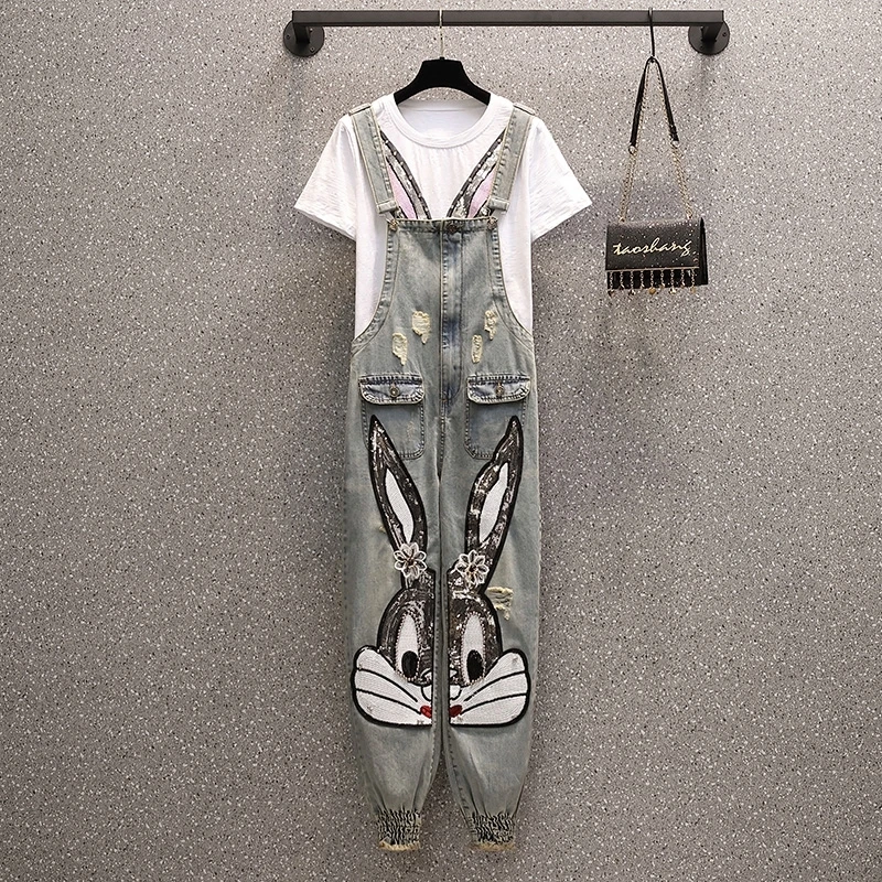 Женский комплект из 2 предметов свободная хлопковая Футболка с блестками и