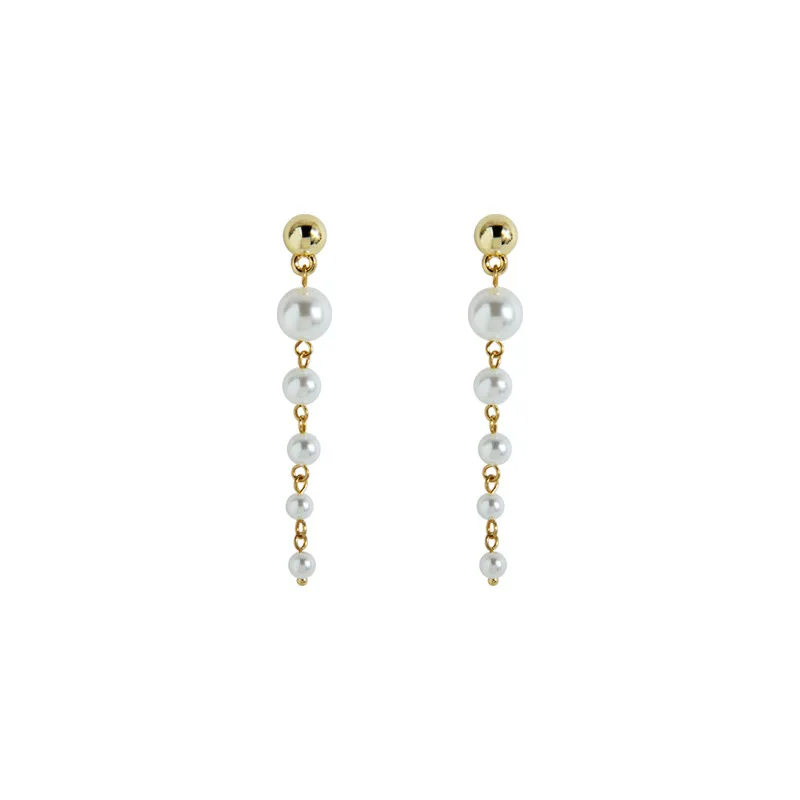 Новые трендовые длинные серьги с имитацией жемчуга женские свадебные Белым