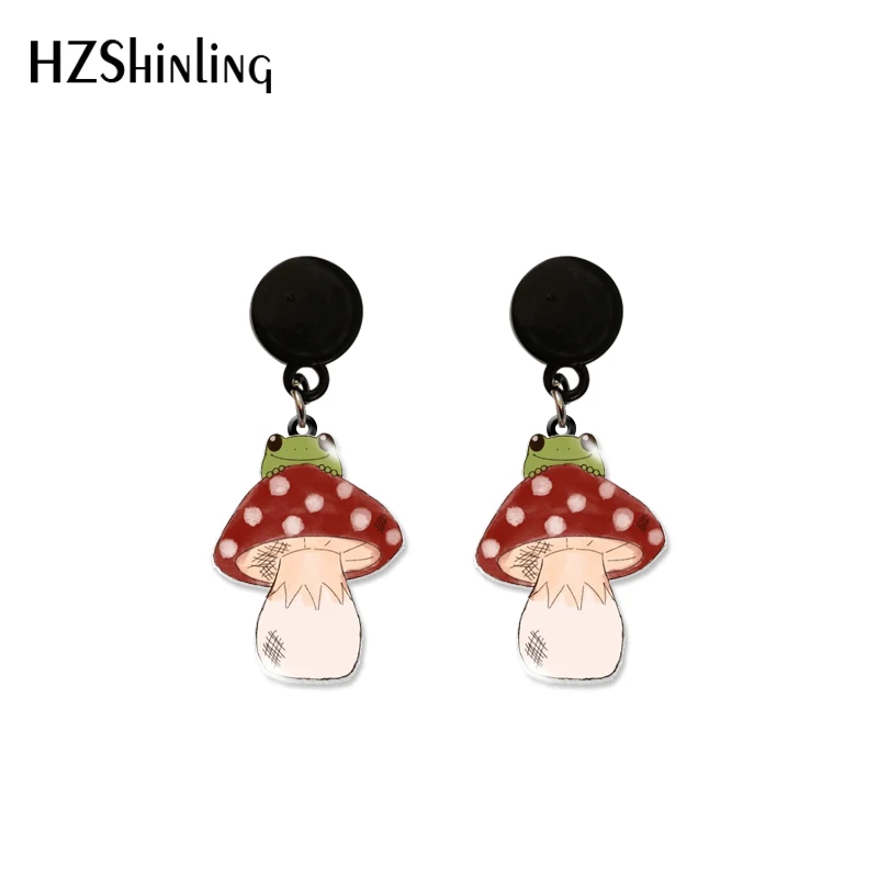 2021 с принтом &quotлягушка&quot на Гриб Подвески узором висячие серьги в виде капель