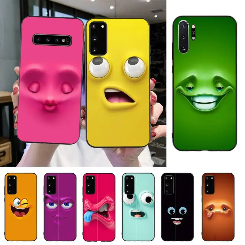 

YNDFCNB 3D funny face Black TPU Soft Phone Case For Samsung S20 S10 S8 S9 Plus S7 S6 S5 Note10 Note9 S10lite