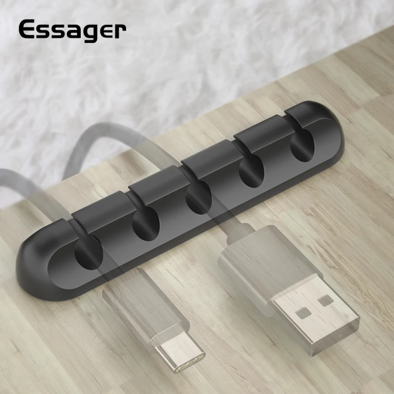 Essager Кабельный органайзер USB Кабельный Держатель мышь наушники зарядное устройство шнур протектор стол зажим для намотки офис управление
