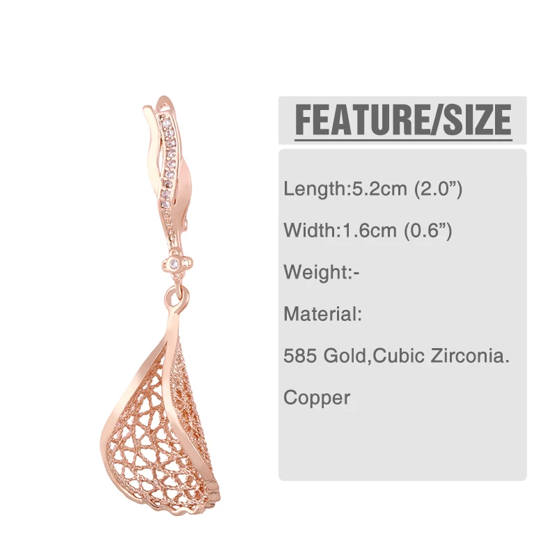 Модные полые Длинные серьги из 585 золота с камнями ювелирные изделия вечерние