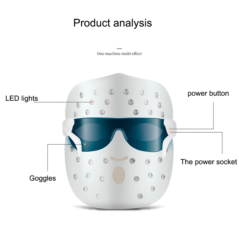 

LED Light Therapy Mask Skin Rejuvenation Instrument Red Blue Light Facial Mask Anti-Wrinkle Remove Acne Whitening Skin Care