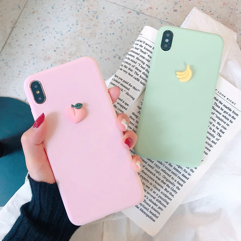 For Xiaomi Note 10 Lite cc9 Mi 9 Pro A3 lite 9se 9t 3D Banana Peach Bear Cartoon DIY Phone Case Redmi Prime 9C 9a Cover |