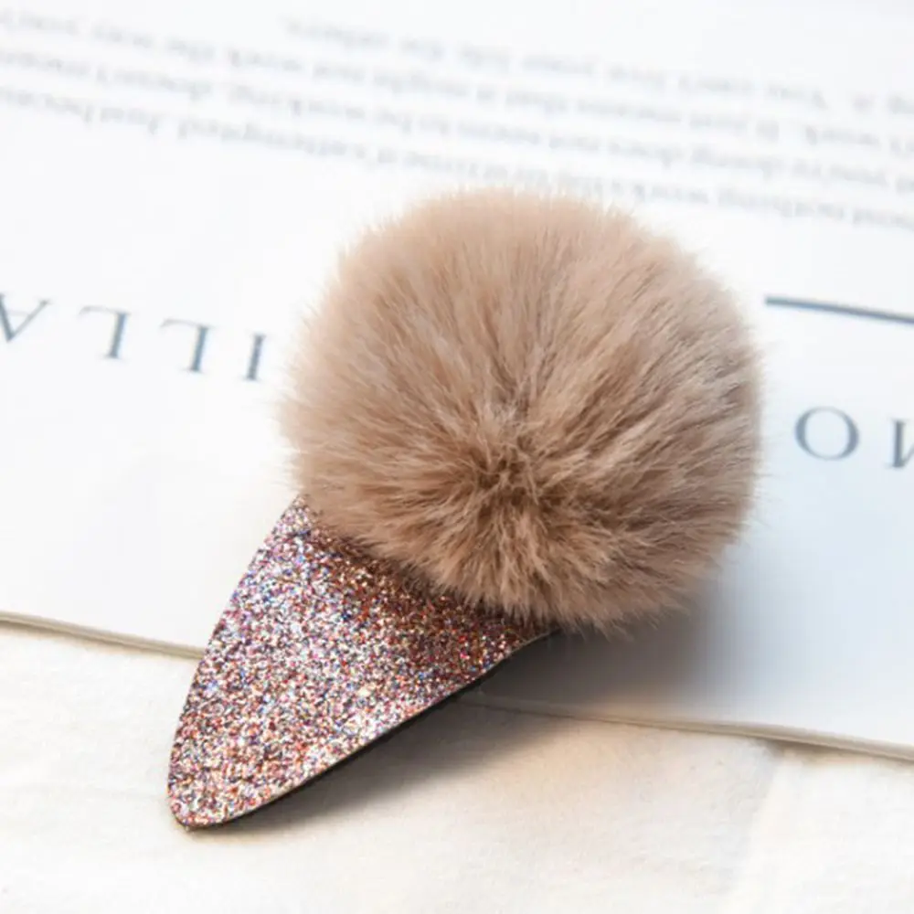 Заколки для волос девочек с маленькими милыми мягкими меховыми помпонами