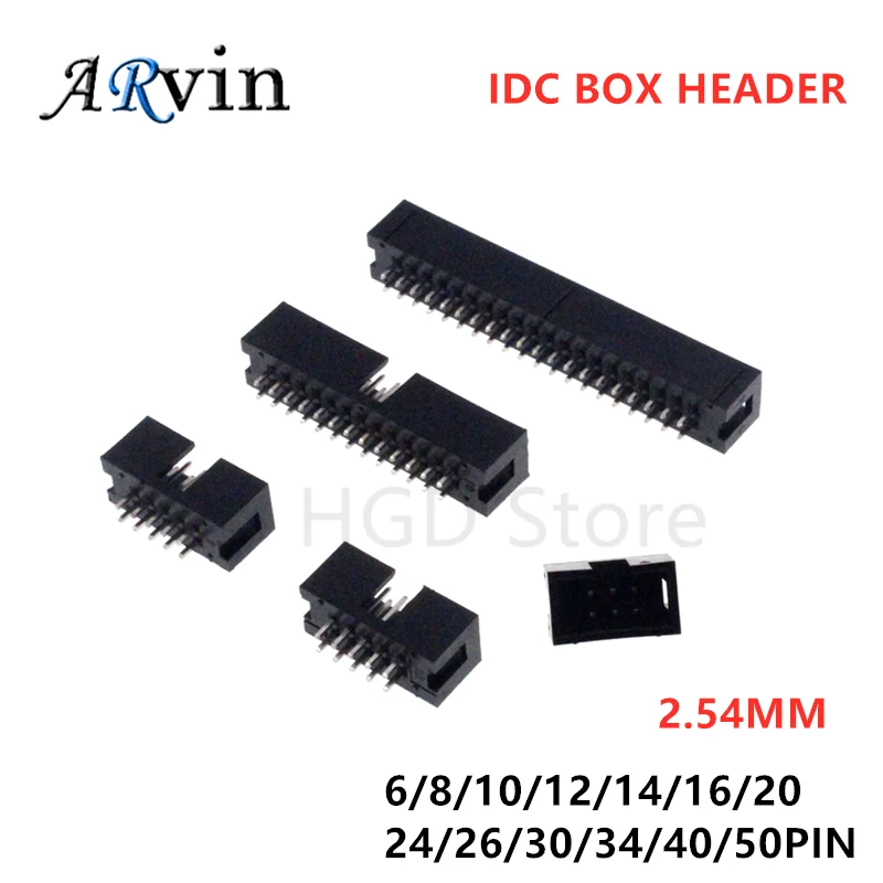 10 шт. Dip 6/10/20/26/34/40 PIN 2 54 мм Штекерный разъем прямое гнездо IDC BOX PCB двухрядный 10P/20P/40P
