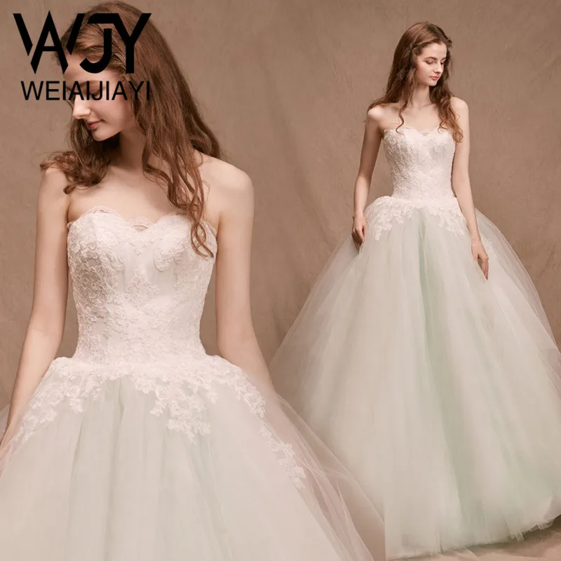 

Cheap Bridal Wedding Dress Sweetheart Lace Sexy Bridal Ball Gowns Floor Length Lace Up vestido de novia robe de mariee