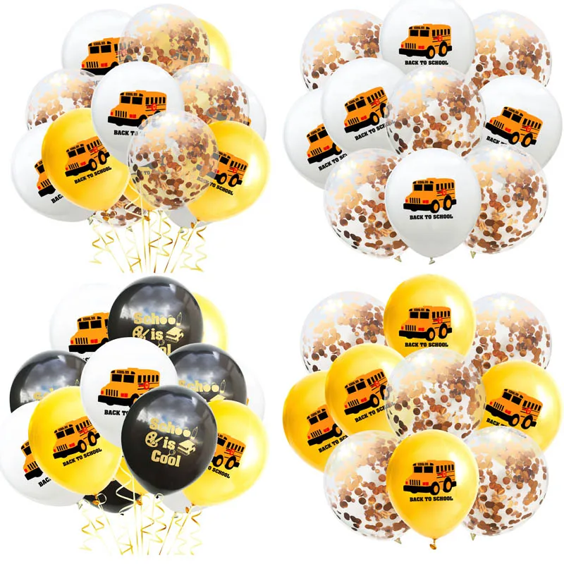 

12Inch School bus latex balloon back to school party decoration balloon birthday party balloon decoration confetti balloon JJ192