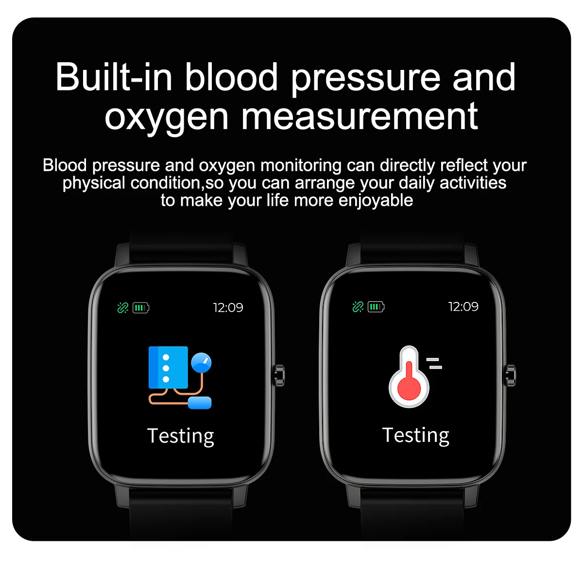 

2021 H80 Smart Watch Men's Blood Pressure Monitoring Touch Screen Bluetooth Sports Fitness Tracker 1.69 inches for iOS Android