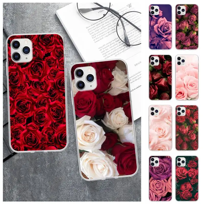 

Beautiful Rose Peony Flower Transparent Phone Cover For Xiaomi Redmi K30s Ultra Note 9s 9 Pro Max Mi 10 Lite 11 10T Pro Case