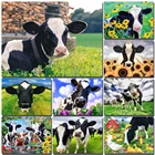 Алмазная живопись 5D сделай сам, полностью круглая вышивка крестиком с изображением коровы, мозаика с животными, украшение Стразы