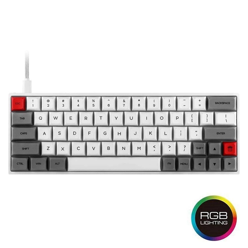 

SK64 64 Keys Hot Swappable Mechanical Keyboard with RGB Backlit, PBT Keycaps, Arrow Keys, IP6X Dustproof Waterproof for Win/Mac/