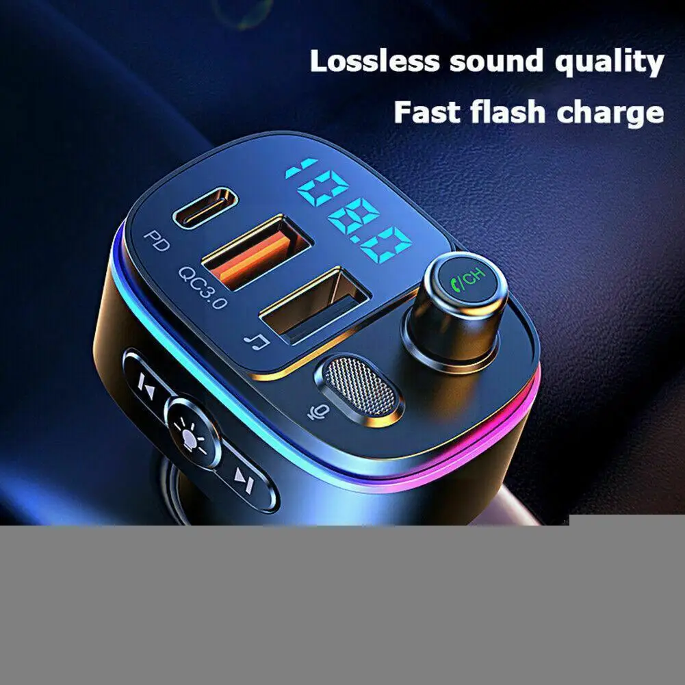 

Fm-трансмиттер автомобильный с Bluetooth 5,0, Mp3, диском, бысветильник Ки