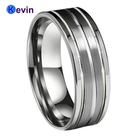 8mm classic men ring women tungsten carbide wedding band trendy jewelry with 3 stripes polish and brush finish comfort fit