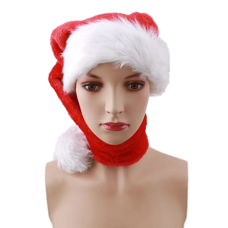 Длинная Рождественская шапка для взрослых детей плюшевая шляпа Санта Клауса