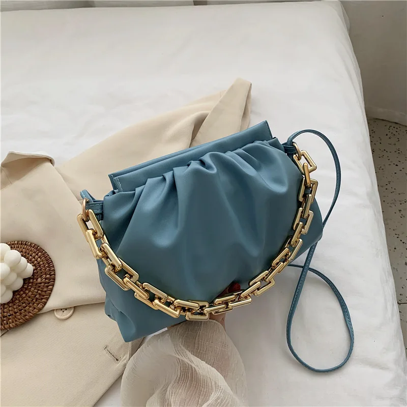 

2021 luxury designer handbags for women Bags metal chain Baguette crossbody bag handle tote Pleated satchels Cloud Shoulder bags