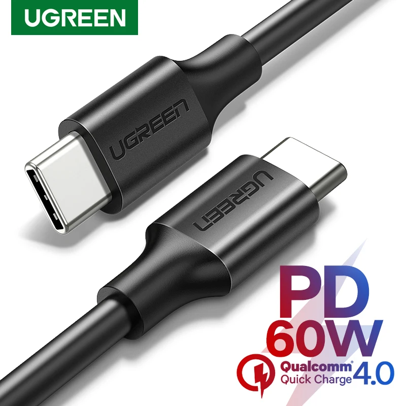 

Ugreen 60W PD USB C to USB Type-C Cable QC4.0 3.0 100W Fast Charge Data Cable for Macbook Samsung S20 Plus Huawei USB C PD Cable