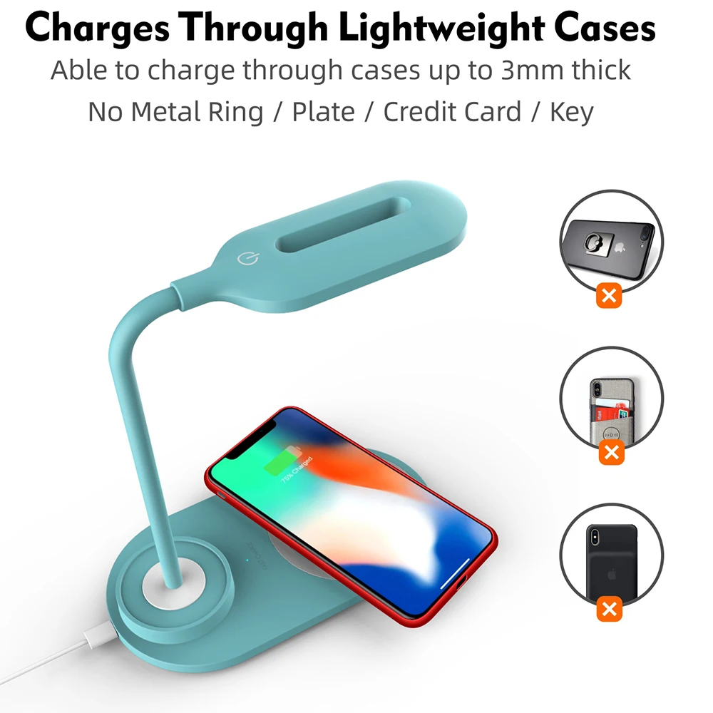 bonola 10w wireless charging led table lamp for samsung s20s10note10 fast wireless charger for iphone 11proxrxs8 adjustable free global shipping